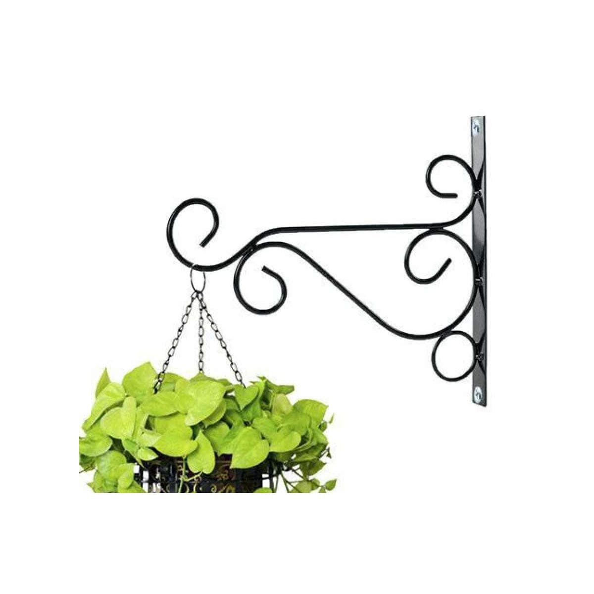NAYAB Outdoor Decor Wall Brackets Iron L-Angle Heavy Duty Flower Pot Plant Hanging Stand Holder for Home Indoor Garden Balcony Bird Feeder Wind Chime Lanterns (Ring - Black), 1 Piece