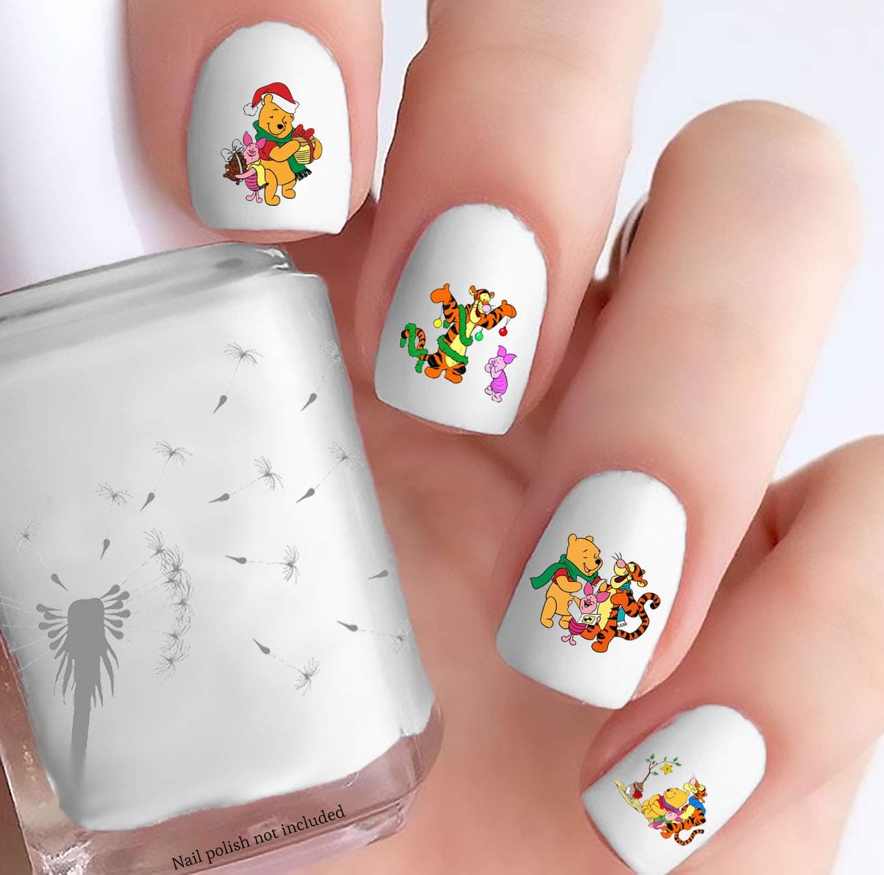 Pooh Style Christmas Nail Decals (Clear Water-Slide)
