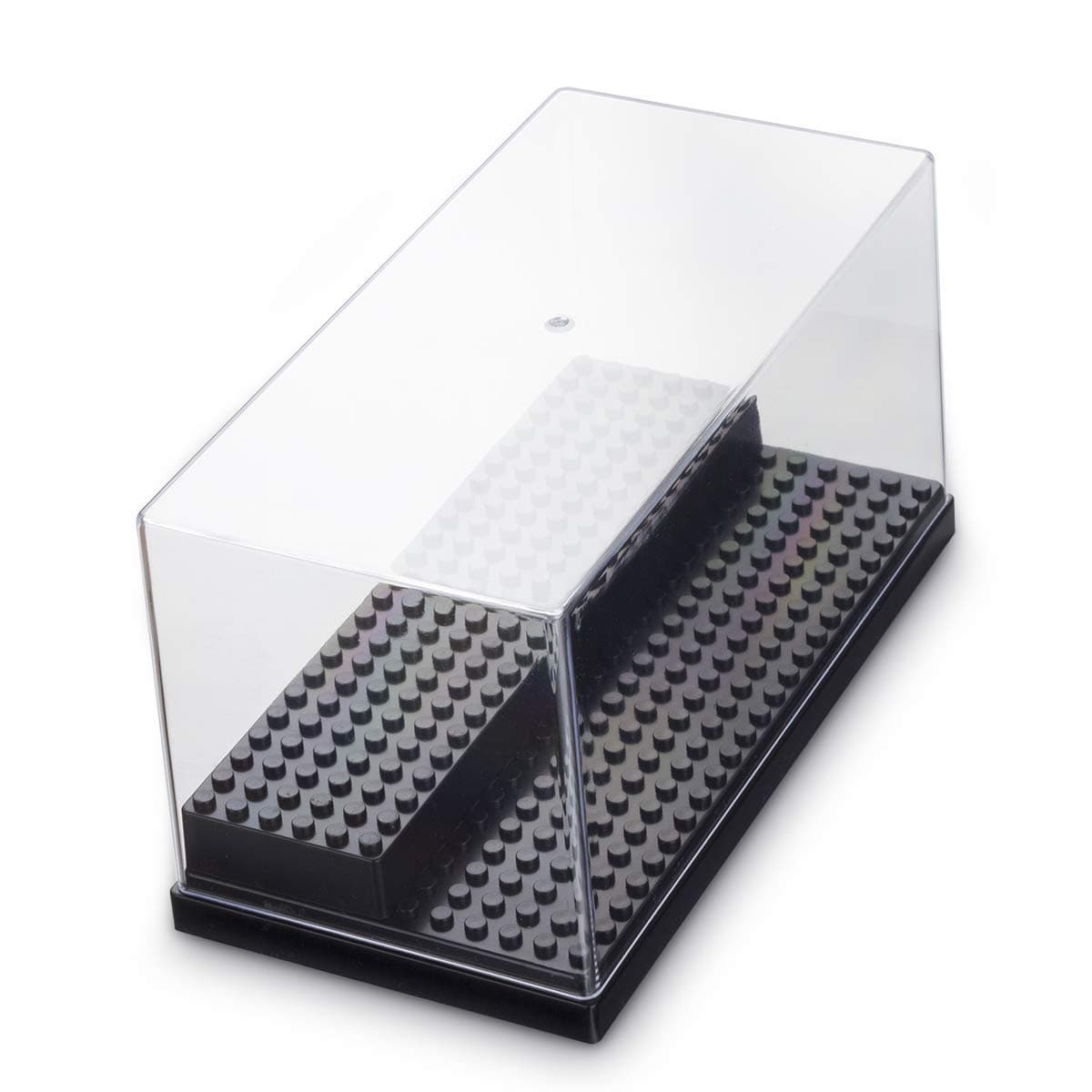 Acrylic Display Case/Box 2 Steps Perspex Dust Proof Show Minifugures and Vinylmation (Black)
