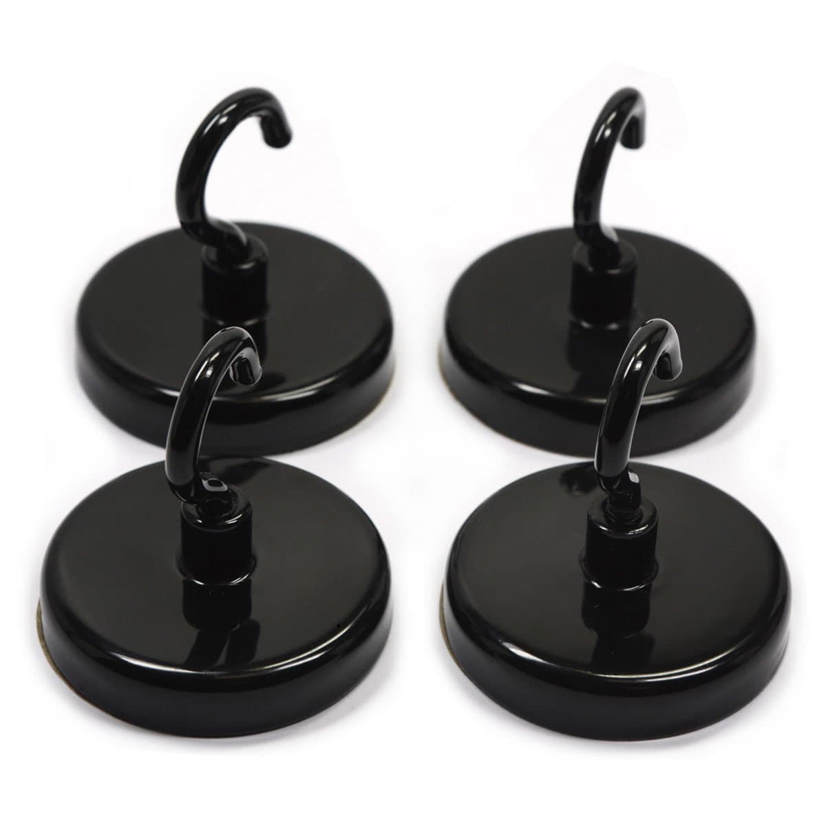 4 Pieces CMS Magnetics Magnet Hooks with 28 LB Holding Power Each MHCP-40 (Black)