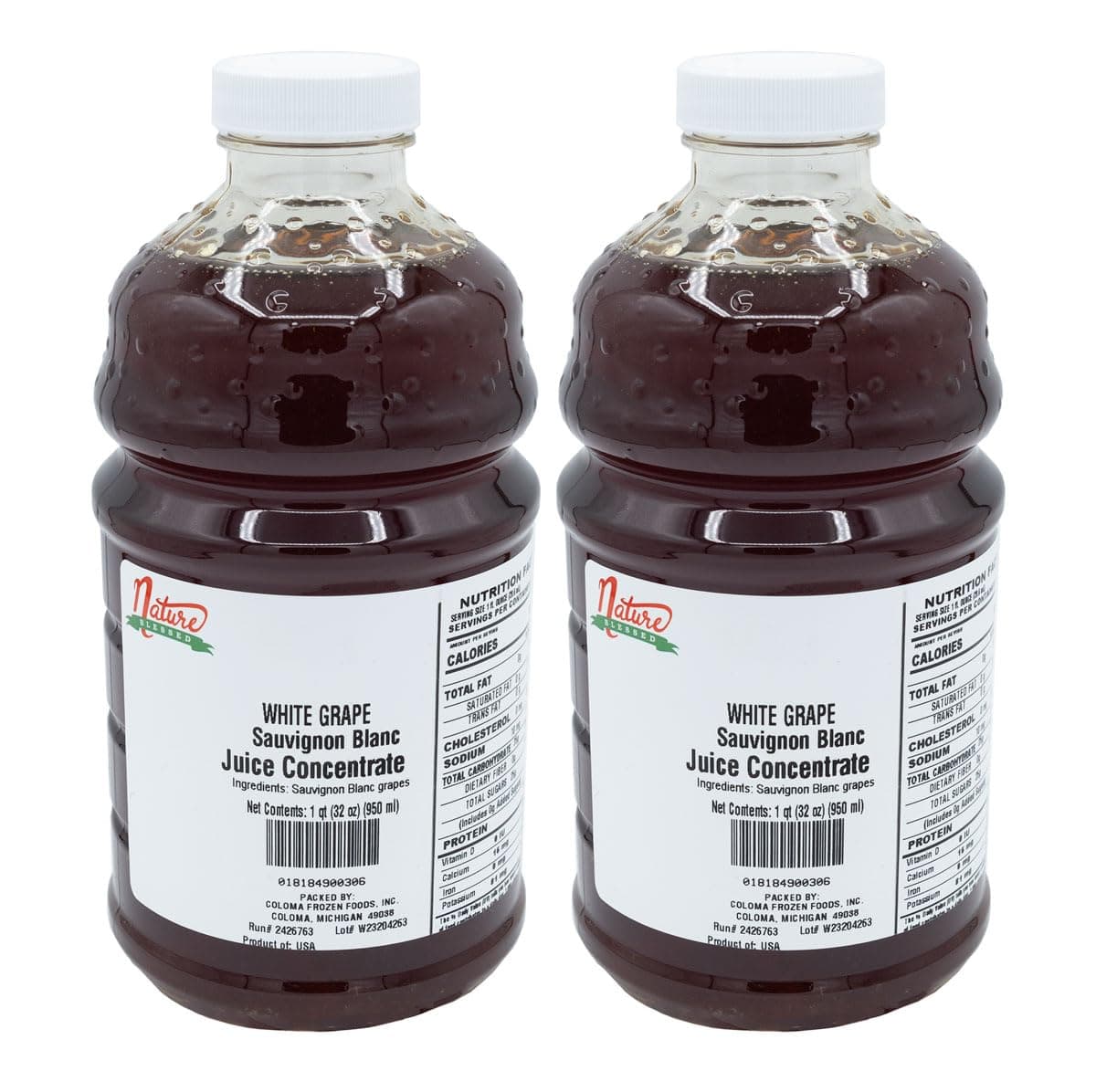 Nature Blessed 100% Pure Sauvignon Blanc White Grape Fruit Juice Concentrate - 2 Quarts (2/32 fl z bottles), Perfect for Home Brewers, Vintners, Distilling, Smoothies