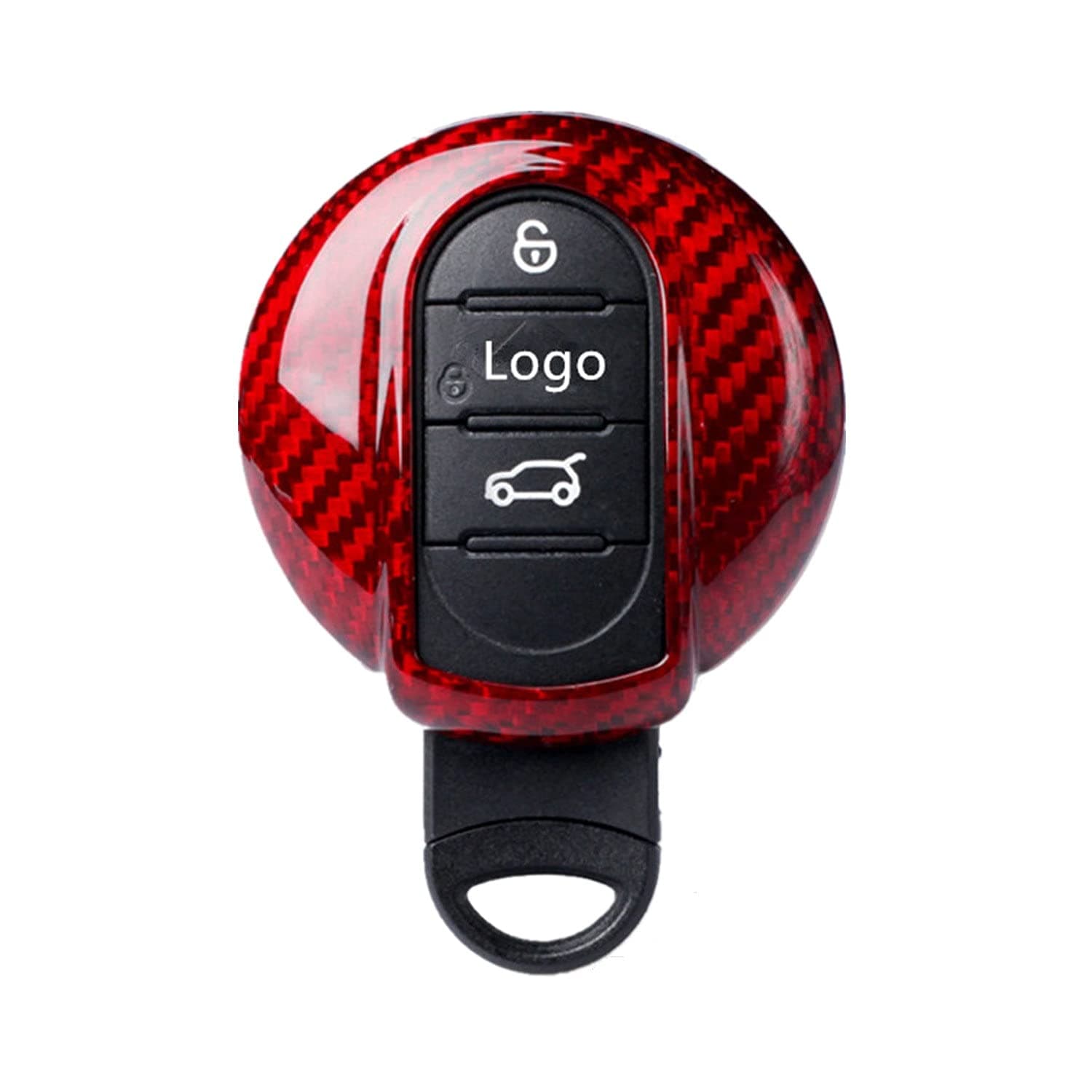 Carbon Fiber Key Fob Cover for BMW, for BMW Mini Cooper S JCW F54 Clubman F55 Hardtop F56 Hatchback F57 Covertible Cabrio F60 Countryman Smart Car Key Light Glossy Key Fob Case - Red