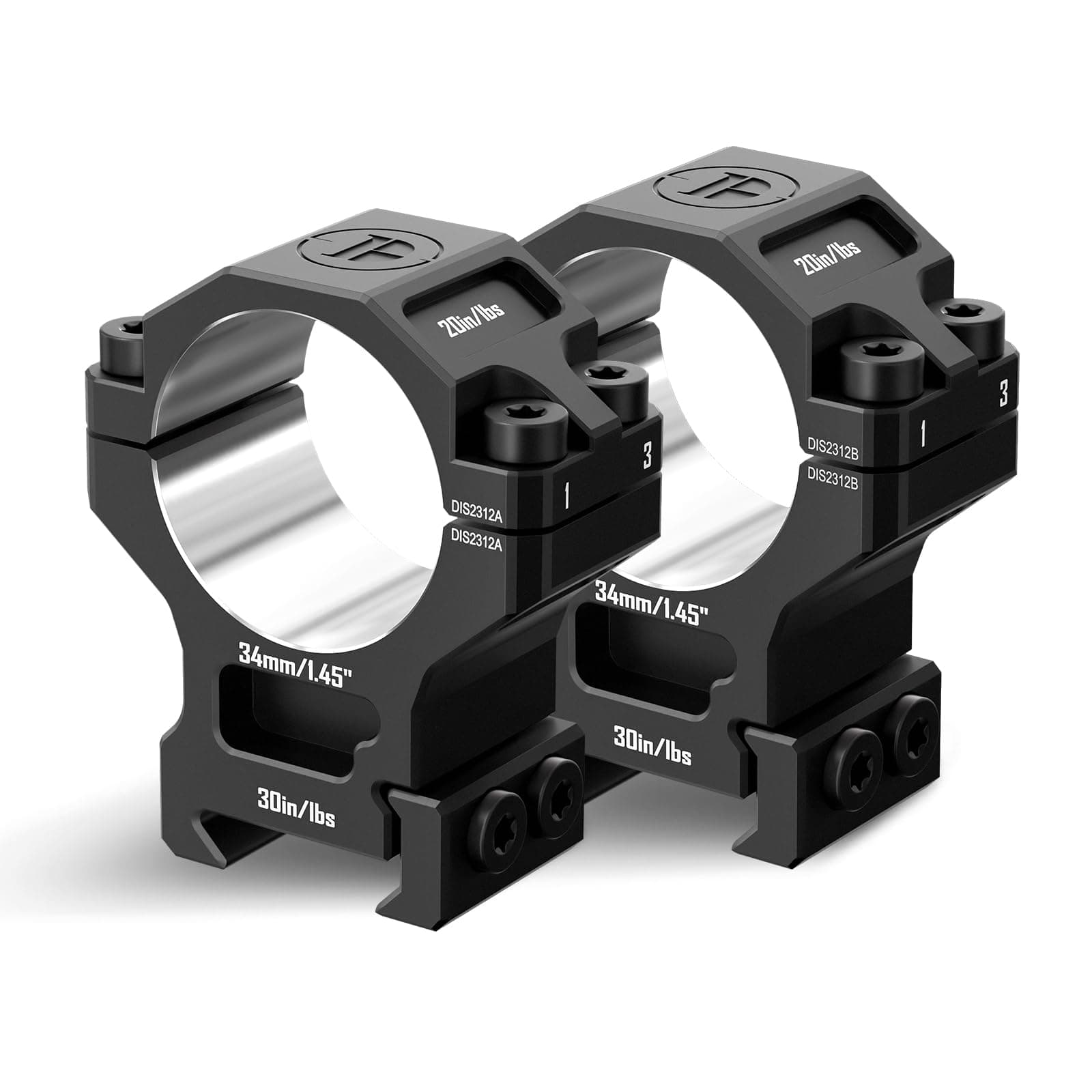 7075 Series Aluminum 30mm 34mm 1 inch Scope Rings, High Precision Pre-lapped Picatinny Scope Rings, Medium/High/Low Profile Scope Mount for Picatinny Rail