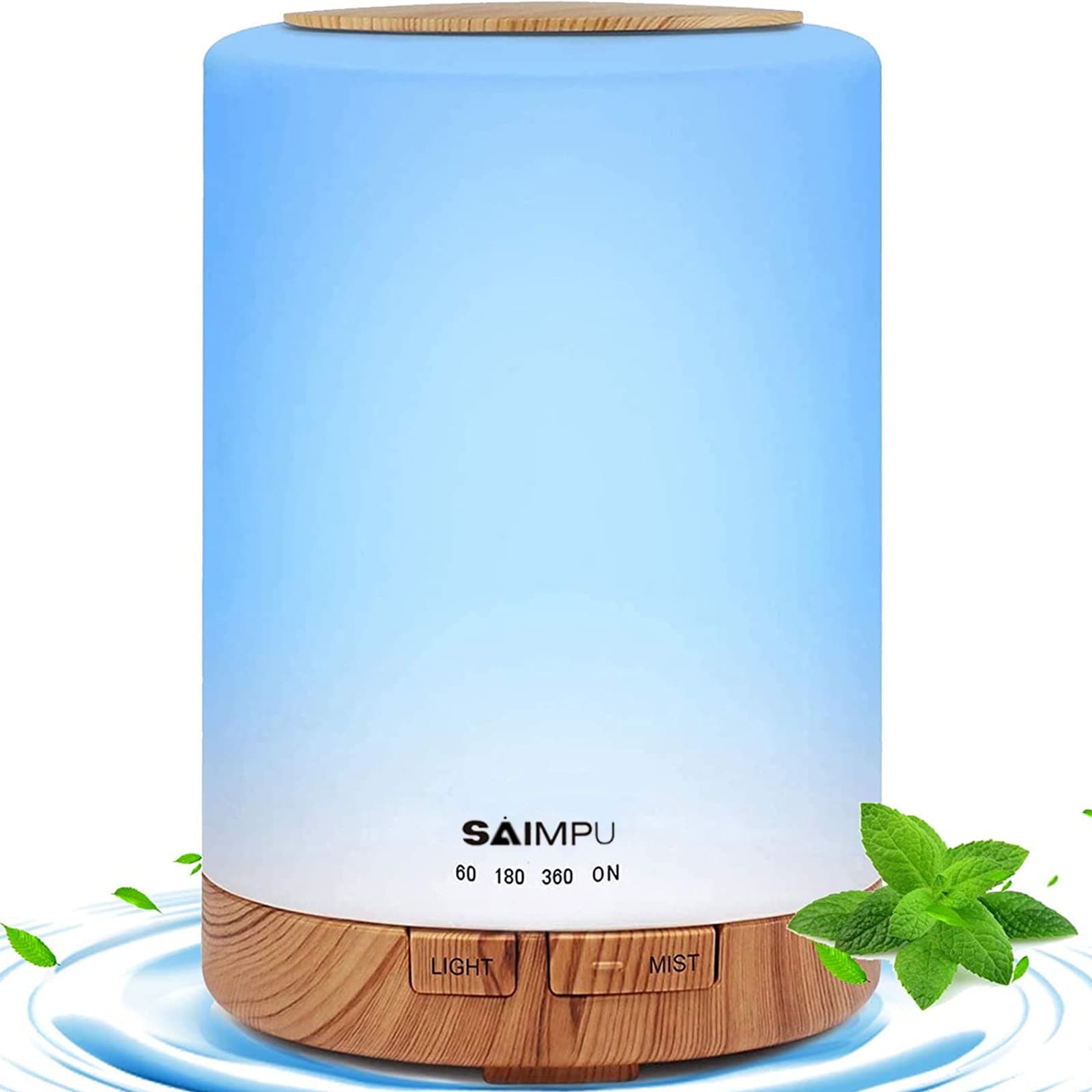 Essential Oil Diffuser, 300ml Diffusers for Home, Anion Oil Diffusers with 7 LED Lights, Ultrasonic Aromatherapy Diffuser with 4 Timer and Waterless Auto-Off, Air Humidifier for Bedroom, Office