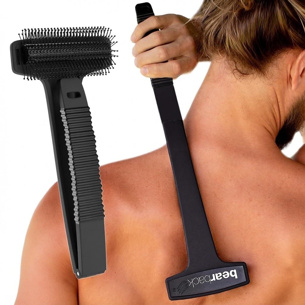 Back Scratcher for Men & Women - Long Reach Folding Handle, Skin-Safe Bristles - Extendable, Portable, Easy to Clean - Designed by a USA Small Business
