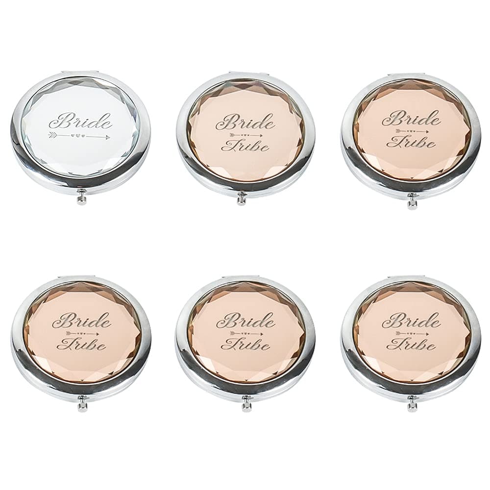 6 Pocket Sized Bride Makeup Mirrors for Hen Party, Bridal Parties, Team Brides, Bridesmaids Proposal Gifts