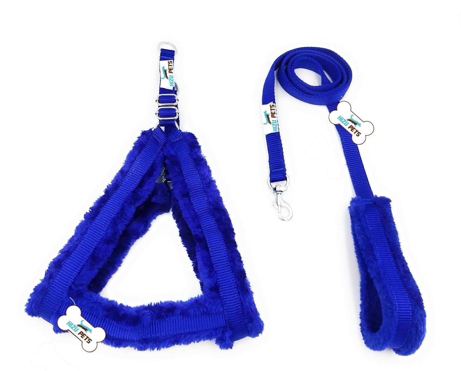 Hizu Pets Dog Harness Pet Supplies Soft and Cosy Vest Harness Dog Harness Luxury Dog Fur Nylon (Color May Vary) 1 Piece (Harness & Leash (Set), X-Large Size Adjustable : 28-42inch)