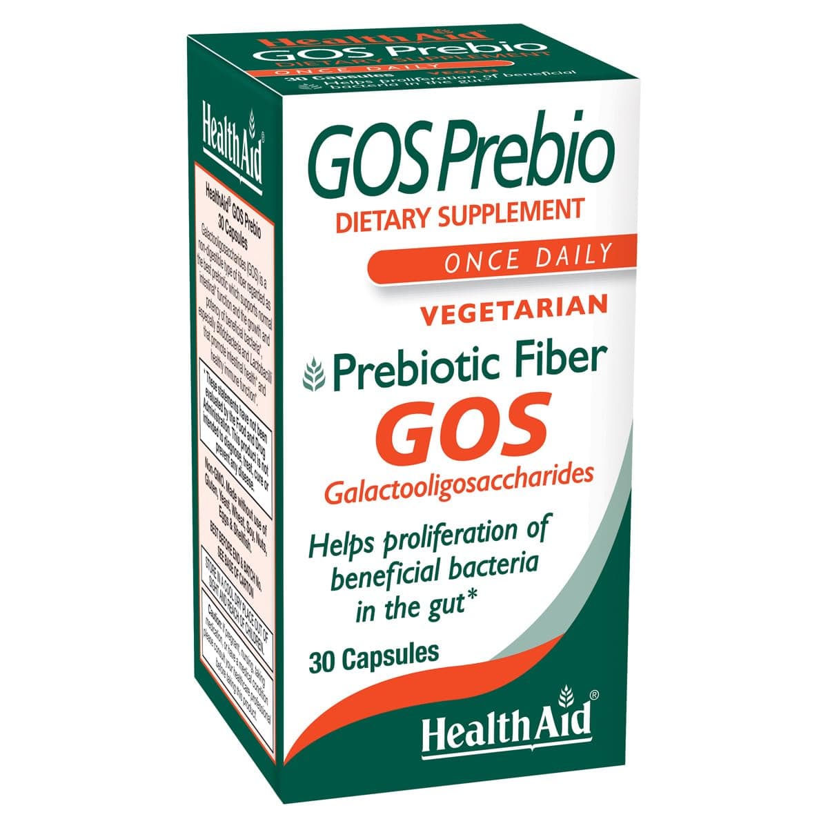 GOSPrebio, Prebiotic Fiber, Once Daily, 30ct, Helps Proliferation of Beneficial Bacteria in The Gut, Galactooligosaccharides, Vegan