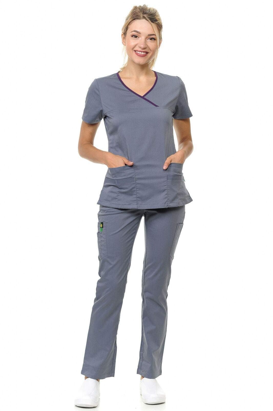 Citron Collection Soft Y-Neck Medical Uniform Scrub Set for Women