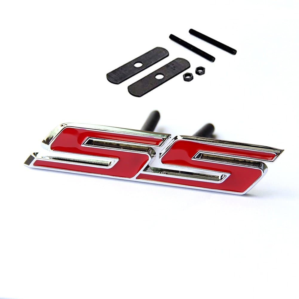 Yoaoo 1x OEM Grille Ss Emblem Badge 3D for Camaro Gm Series Front Chrome Red