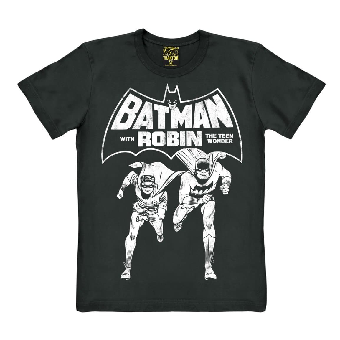 TRAKTOR Batman and Robin - The Teen Wonder T-Shirt - DC Comics Short Sleeve - Superheroes Tee Crew Neck T-Shirt - Black - Original Design