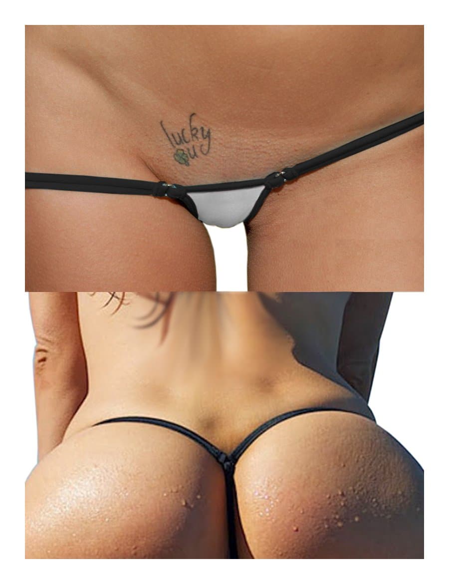 SEXY WHITE & BLACK Y BACK MICRO THONGS 100% COTTON GIRL WOMANS LOW HIPS BOTTOM