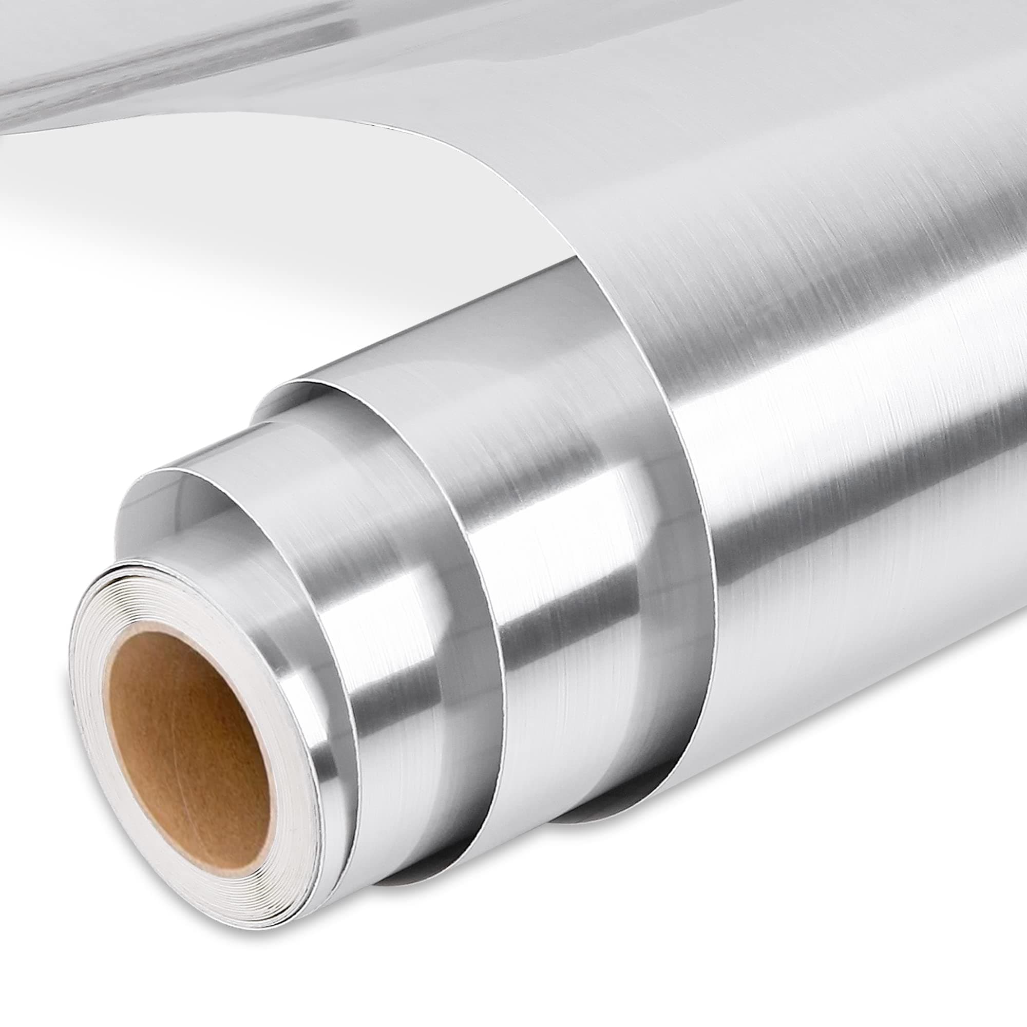 Permanent Vinyl, Brushed Silver Vinyl Compatible with Cutting Machine - 12" x 10 FT Metallic Adhesive Roll for Cup, Decor Sticker, Home Decal