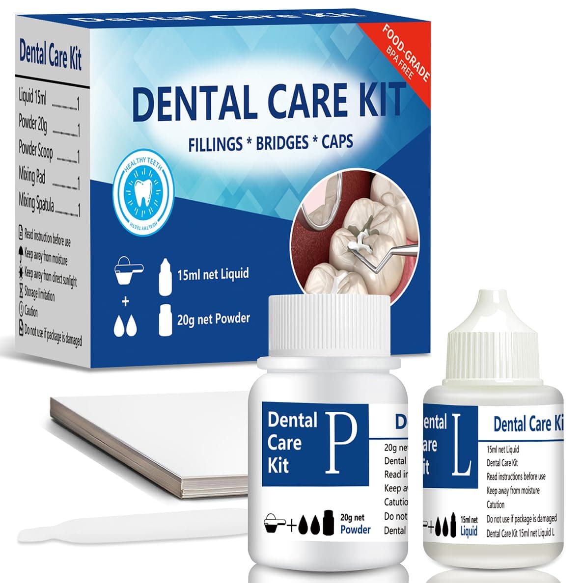 Zinc Oxide Eugenol Cement Dental Kit, Tooth Repair Kit for Fixing The Missing and Broken Tooth Replacements, Make You Smile Confidently Again