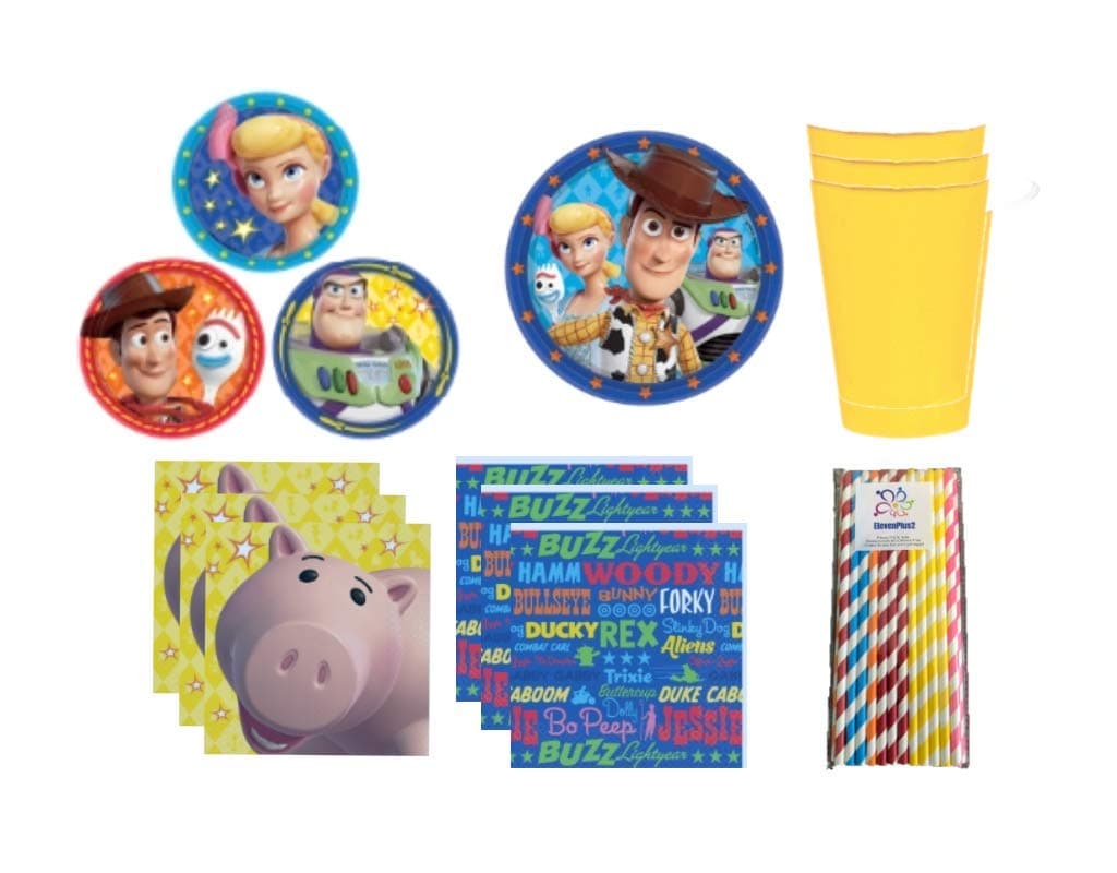 Toy Story 4 Party Kit: Plates, Cups, Napkins and ElevenPlus2 Straws