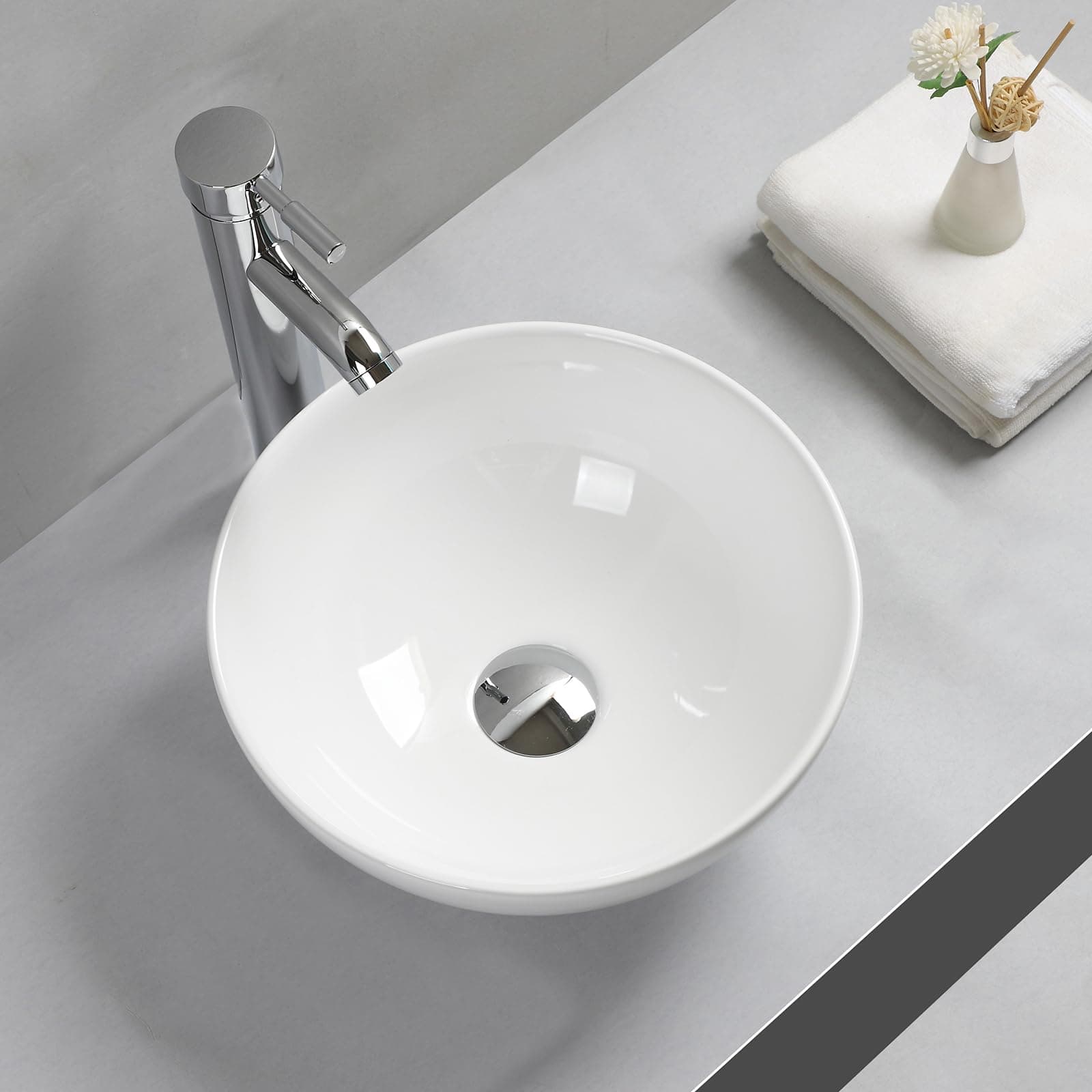 Round Bathroom Sink Countertop Basin Sink Bowl Washbasin for Lavatory Bathroom Washroom Campervan 320 x 320 x 130mm