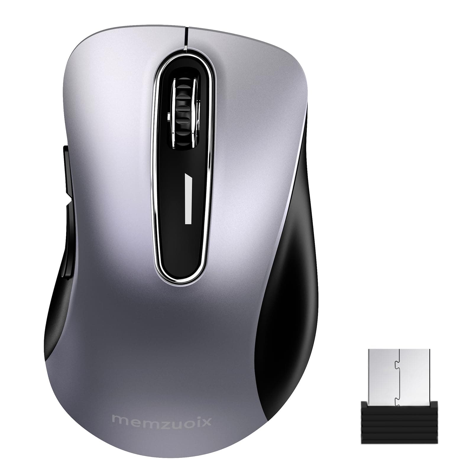 2.4G Wireless Mouse, 1400 DPI Mobile Optical Cordless Mouse with USB Receiver, Portable Computer Mice Wireless Mice for Laptop, PC, Desktop, MacBook, 5 Buttons (Gunmetal)
