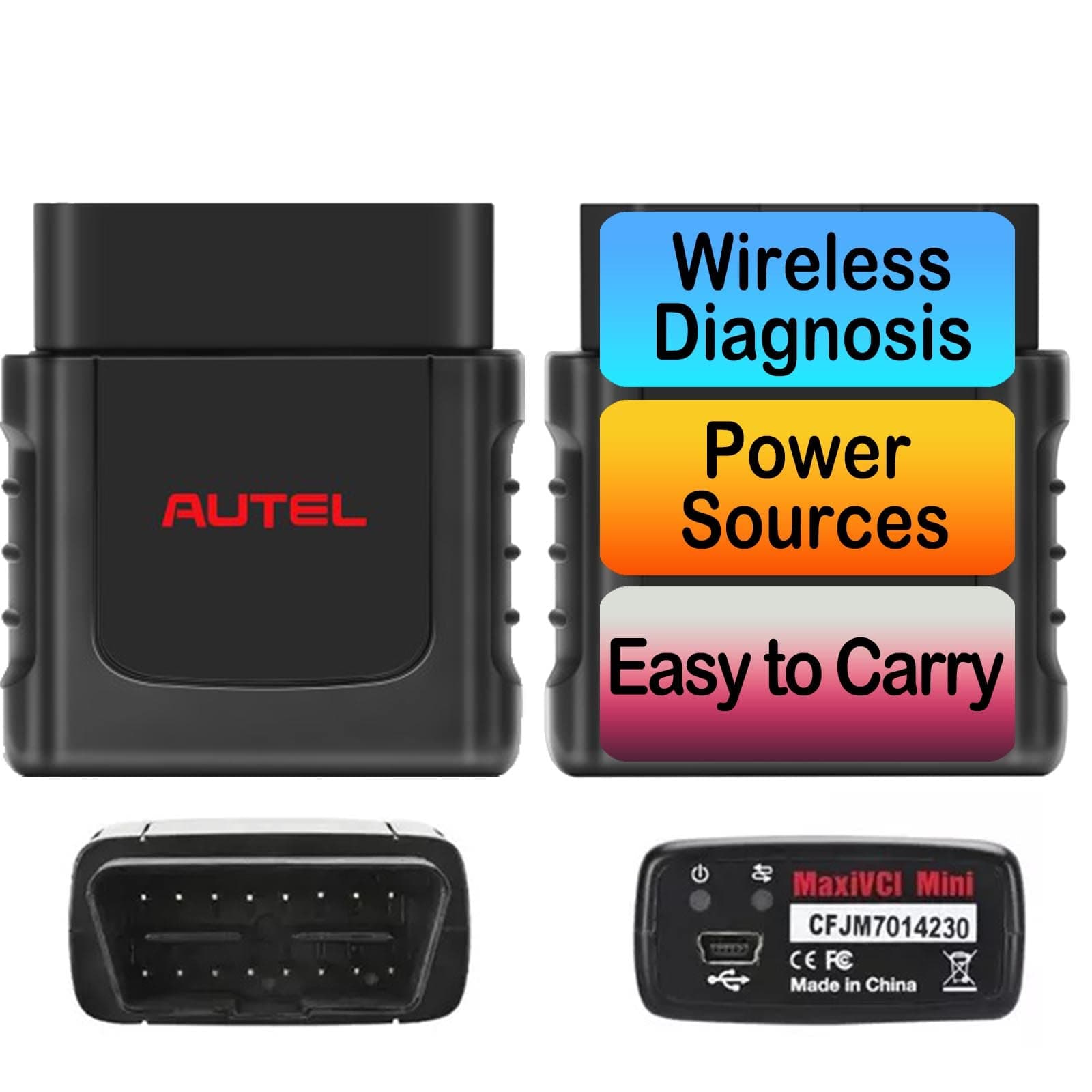 Autel MaxiVCI VCI Mini Wireless Bluetooth Diagnostic Vehicle Communication Interface Connector Compact Auto OBD2 Scanner for MK808BT MK808TS MX808TS MP808TS TS608 MS906S Oil Reset EPB BMS SAS TPMS