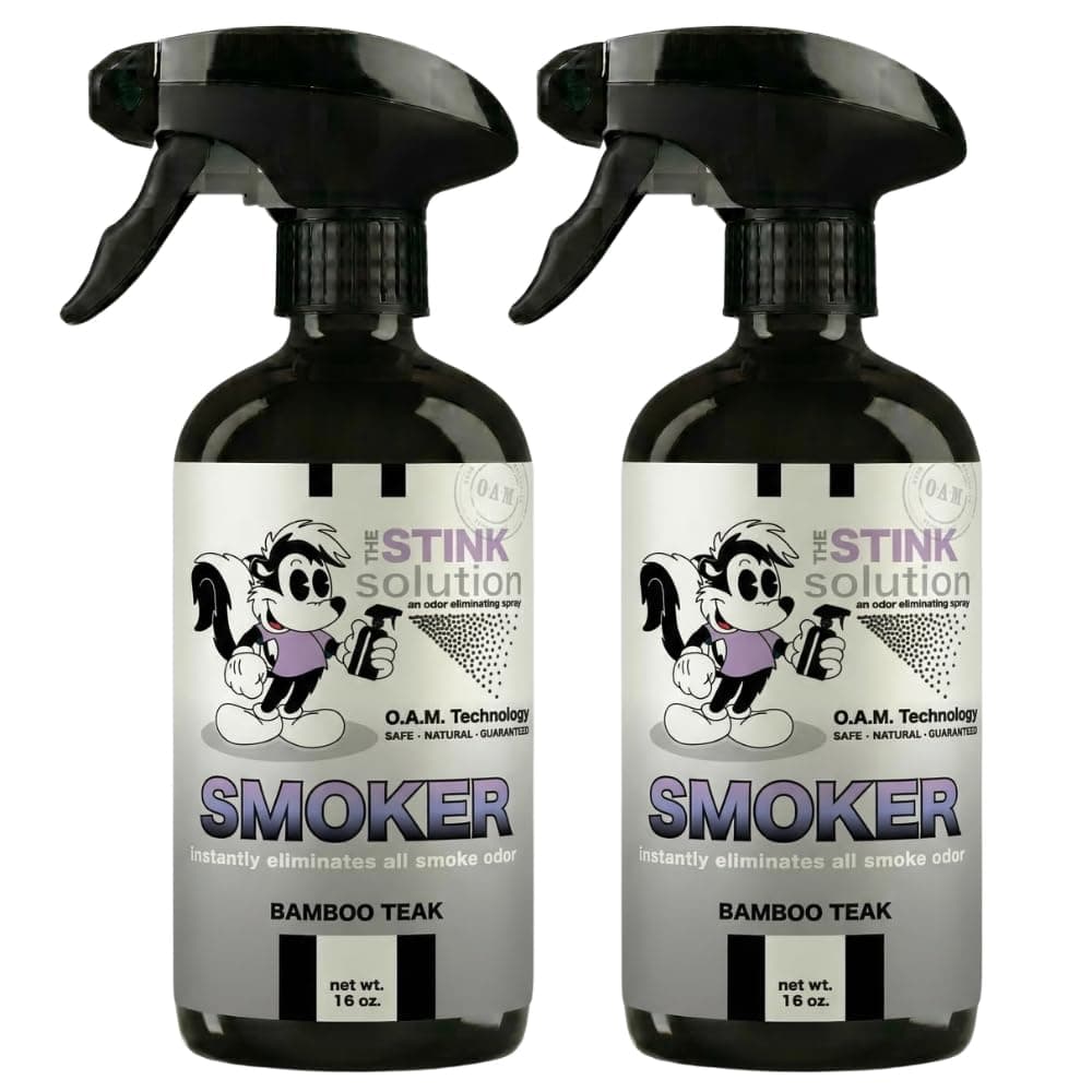 Smoke Odor Eliminator Spray - Completely Remove Smoke Smell From House, Car, Clothes, Hands, Hair, & More - Best Odor Eliminator For Smoke - Bamboo Teak Fragrance - 2 16 oz Bottles