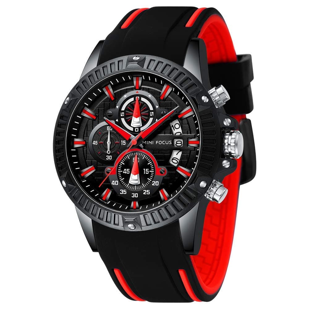 Mini Focus Mens Watches Military Sports Watch (Chronograph/Waterproof/Luminous/Calendar) Silicon Band Quartz Watch for Men