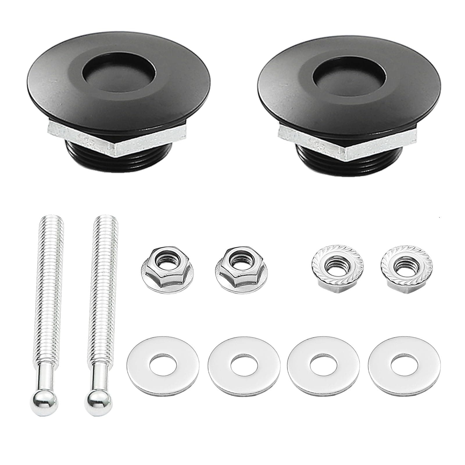 - STETION Quick Release Latch License Plate Lock Clip 1.25" Diameter Aluminum Alloy Car Hood Pins Lock Clip Kit for Bumper Hood License Plate (2 Pack - Black)