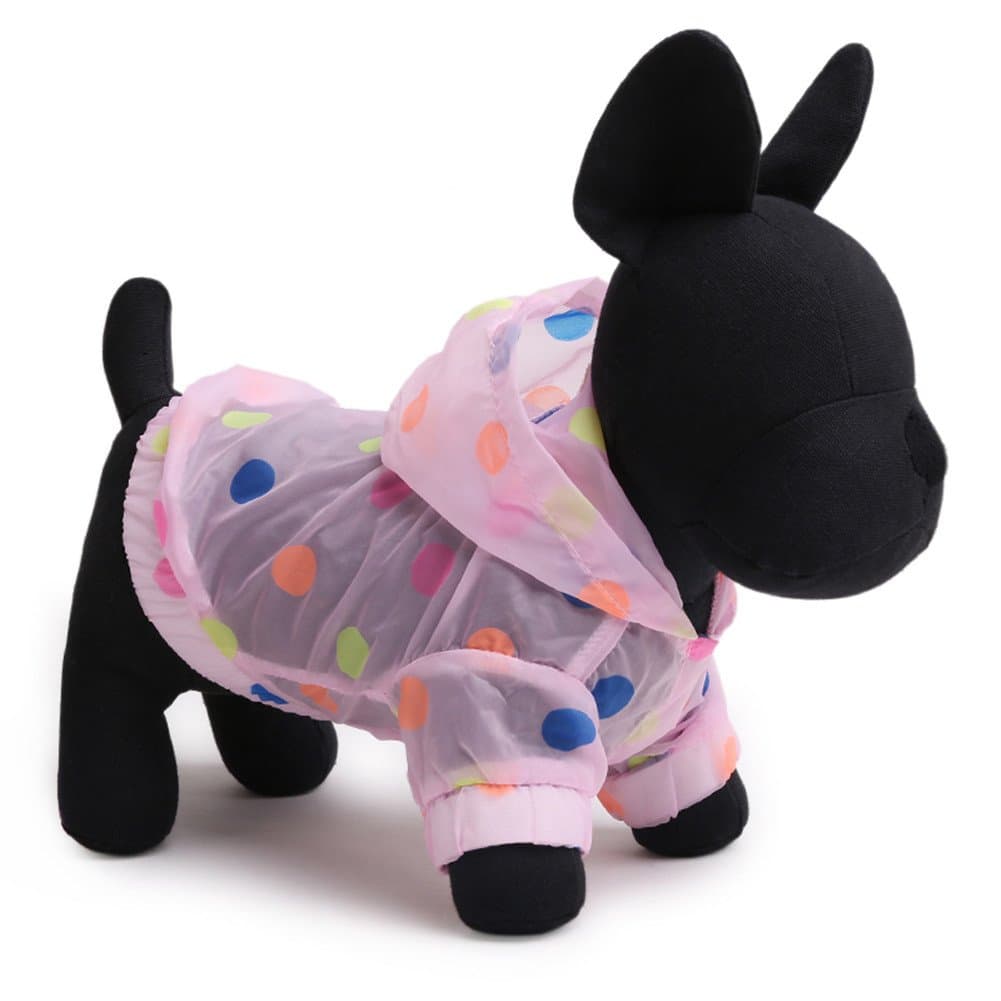 Tromy Polka Dots Pet Clothes Dog Raincoat Sunproof Hoodie Red,XS
