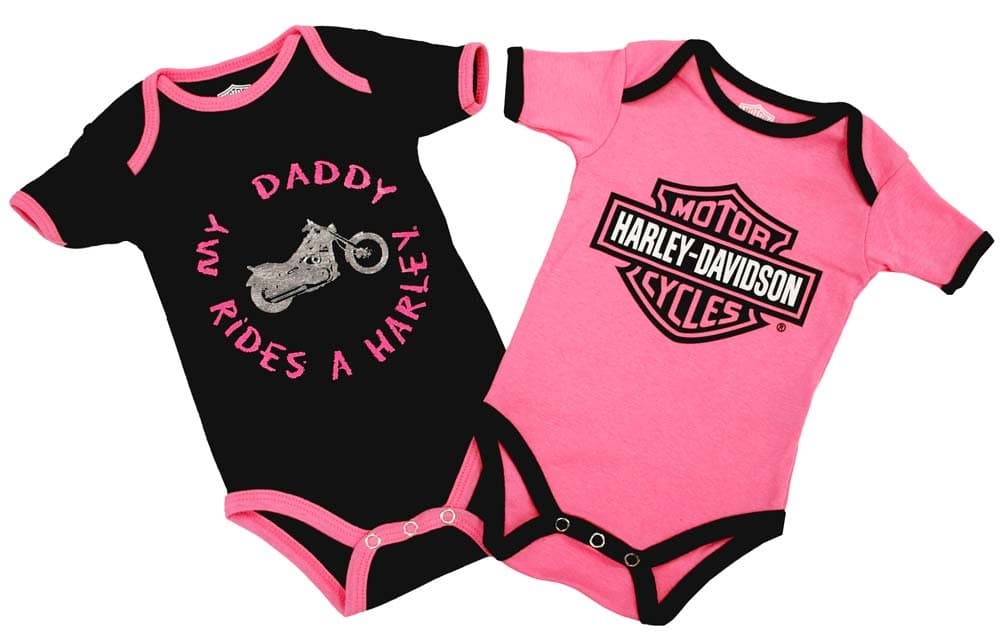 Harley-DavidsonBaby Girls' Daddy Rides A Harley Creeper 2-Pack 1103052