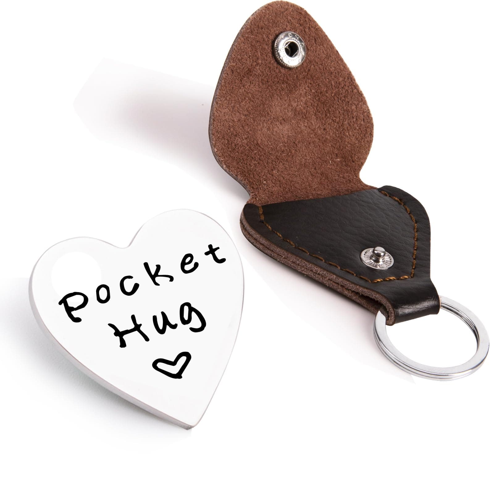 Qunrwe Pocket Hug & Leather Keychain,Long Distance Relationship Gifts,Pocket Hug Token for Friends,Thinking of You Gifts