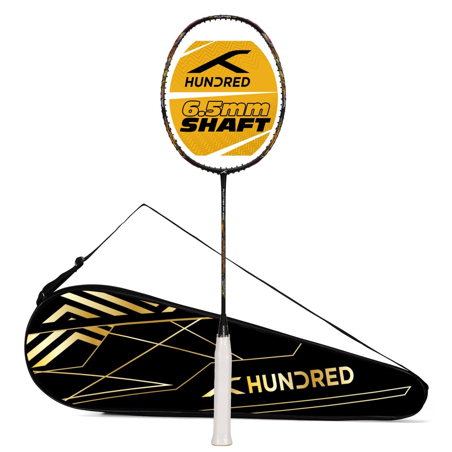 Hundred Flutter FF Zoom Ultra-Thin 6.5mm Shaft Badminton Racket with Full Racket Cover (78 g, Max Tension : 32 LBS)