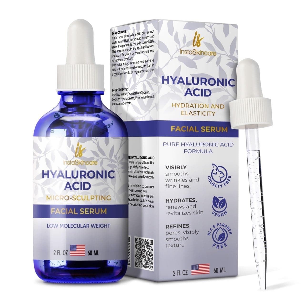 Hyaluronic Acid for Skin - 100% Pure Hyaluronic acid - Anti aging formula (2 oz)