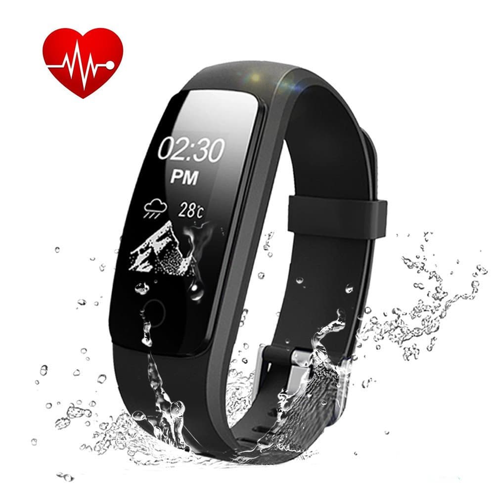 Sunfit Fitness Tracker Heart Rate Monitor Activity Tracker Waterproof Smart Bracelet Bluetooth Wireless Pedometer Wristband Sleep Monitor Smartwatch for Android and iOS Smartphones