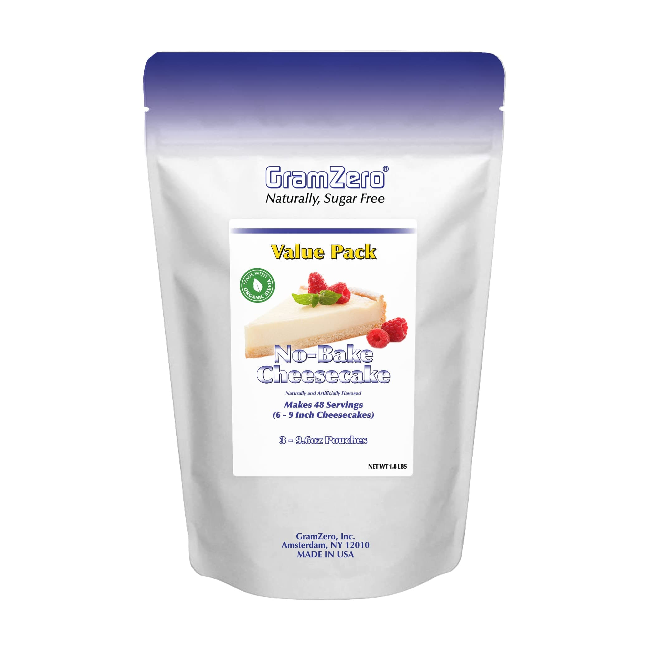 No-Bake Cheesecake Mix, Makes 6 Cheesecakes, Low Calorie, Stevia Sweetened