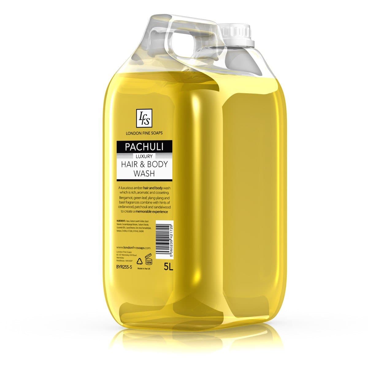 London Fine Soaps BYR255-5 LFS Patchouli Luxury Hair and Body Wash, 5 L (Pack of 2)