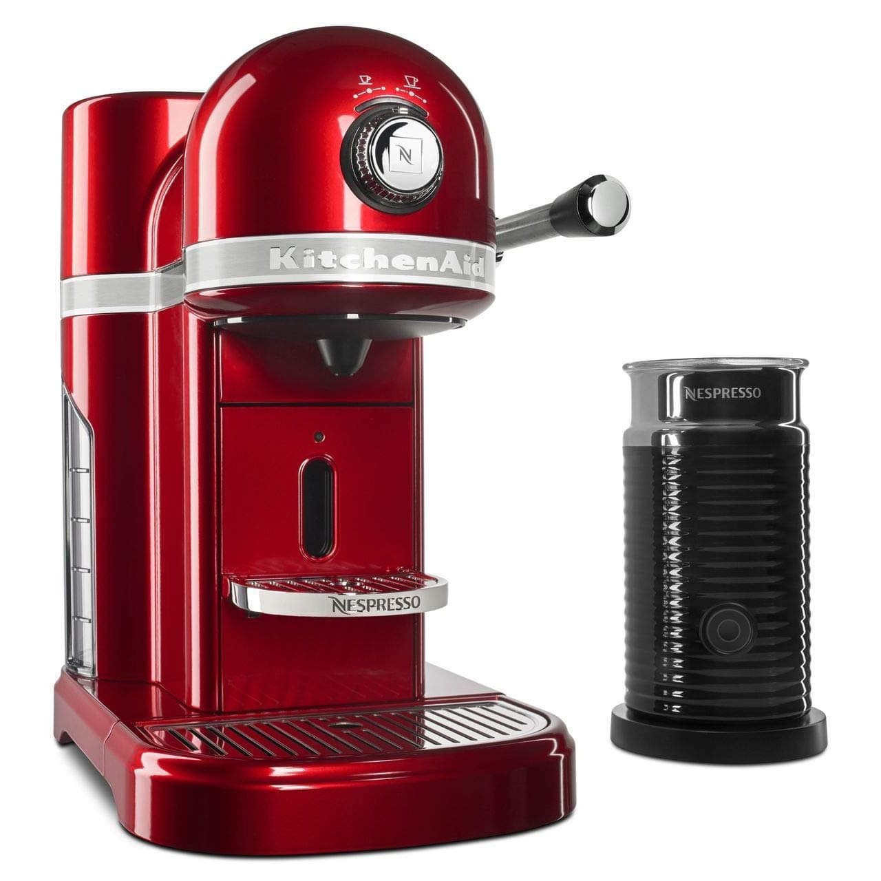 KitchenAid Candy Apple Red Aeroccino Milk Frother Nespresso Espresso Maker, 1.3 L