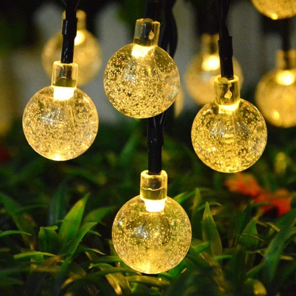 6M String Lights with 40LED Bulbs, Battery Powered Decorative Lights 100% Waterproof Crystal Balls Fairy String Lights for Home Garden Patio Outdoor Decoration(Warm White)