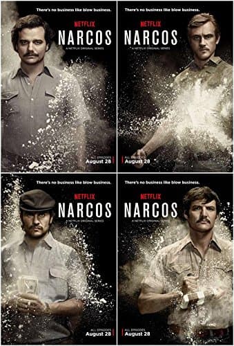 Narcos TV Series Wagner Moura Pedro Pascal Boyd Holbrook Paulina Gaitán 12 x 18 Inch Quoted Multicolour Rolled Poster