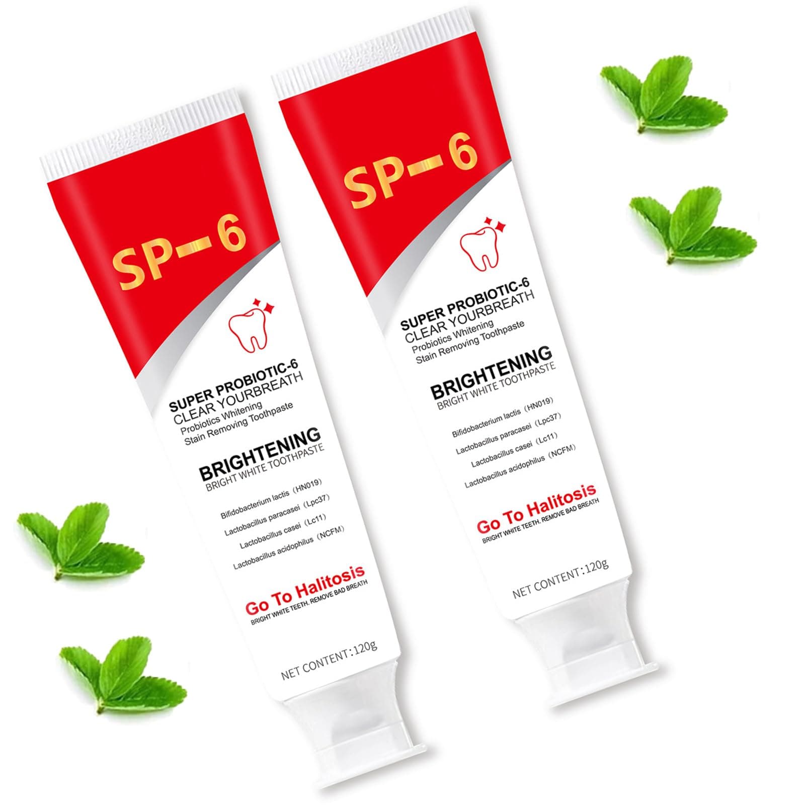 Super Probiotic-6 Toothpaste - 2 Pack for Ultra Whitening & Fresh Breath