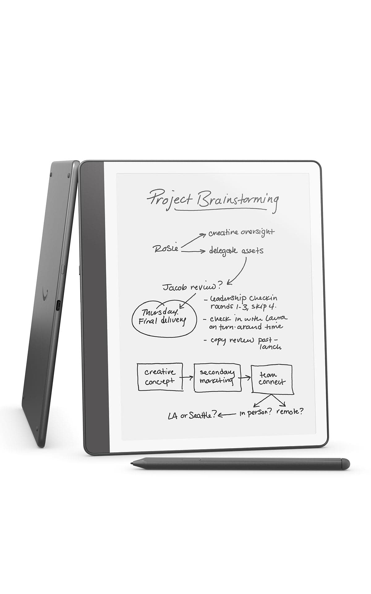 Amazon Kindle Scribe (64GB) - Your notes, documents and books, all in one place. With built-in AI notebook summarization. Includes Premium Pen - Tungsten