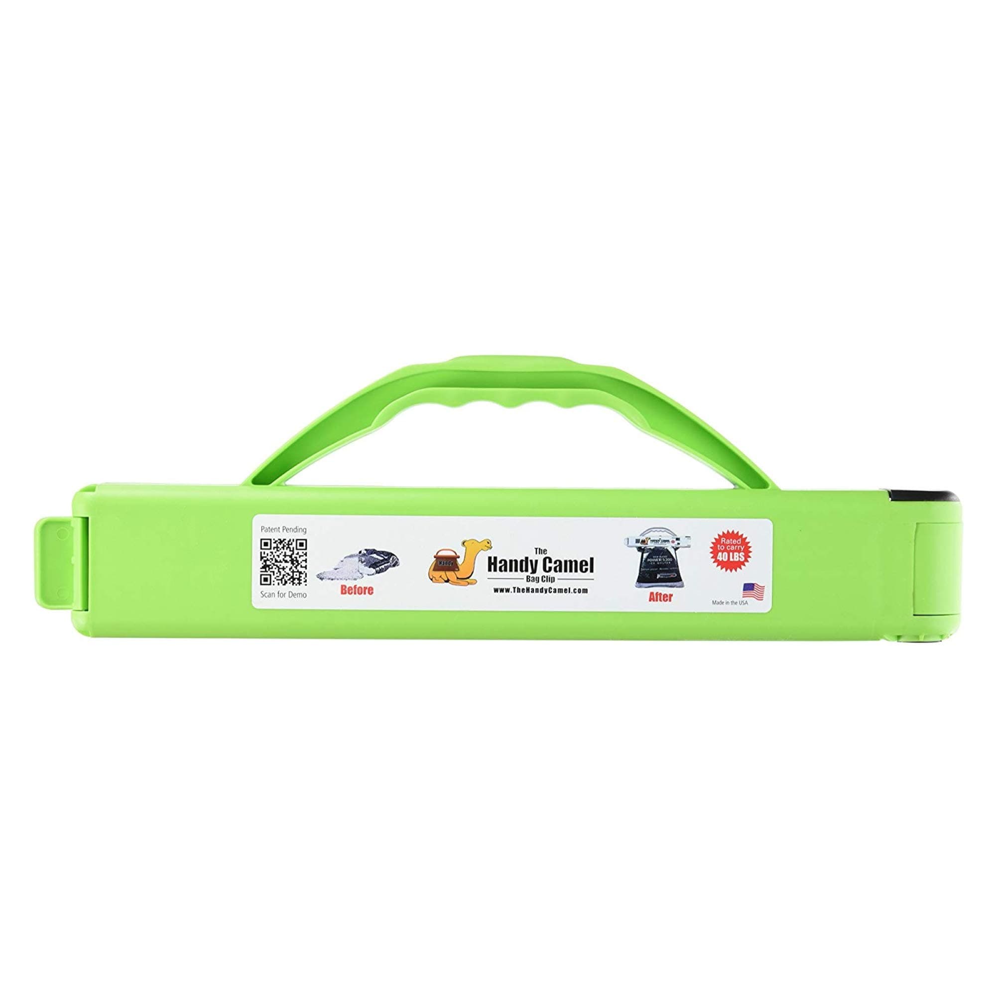 Handy Camel Heavy Duty Bag Clip with Carry Handle in Green