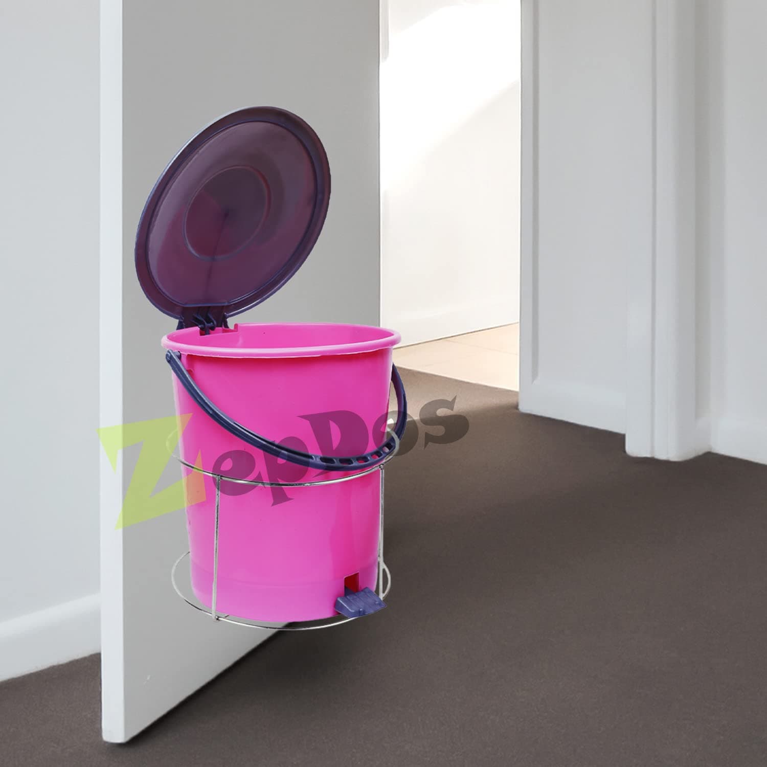 Zepdos Stainless Steel Bin Holder, Dust Bin Holder, Modular Kitchen Fixture, Bin Holder Steel, Dustbin Holder for Kitchen, Bathroom, Home and Office (10 Inch)