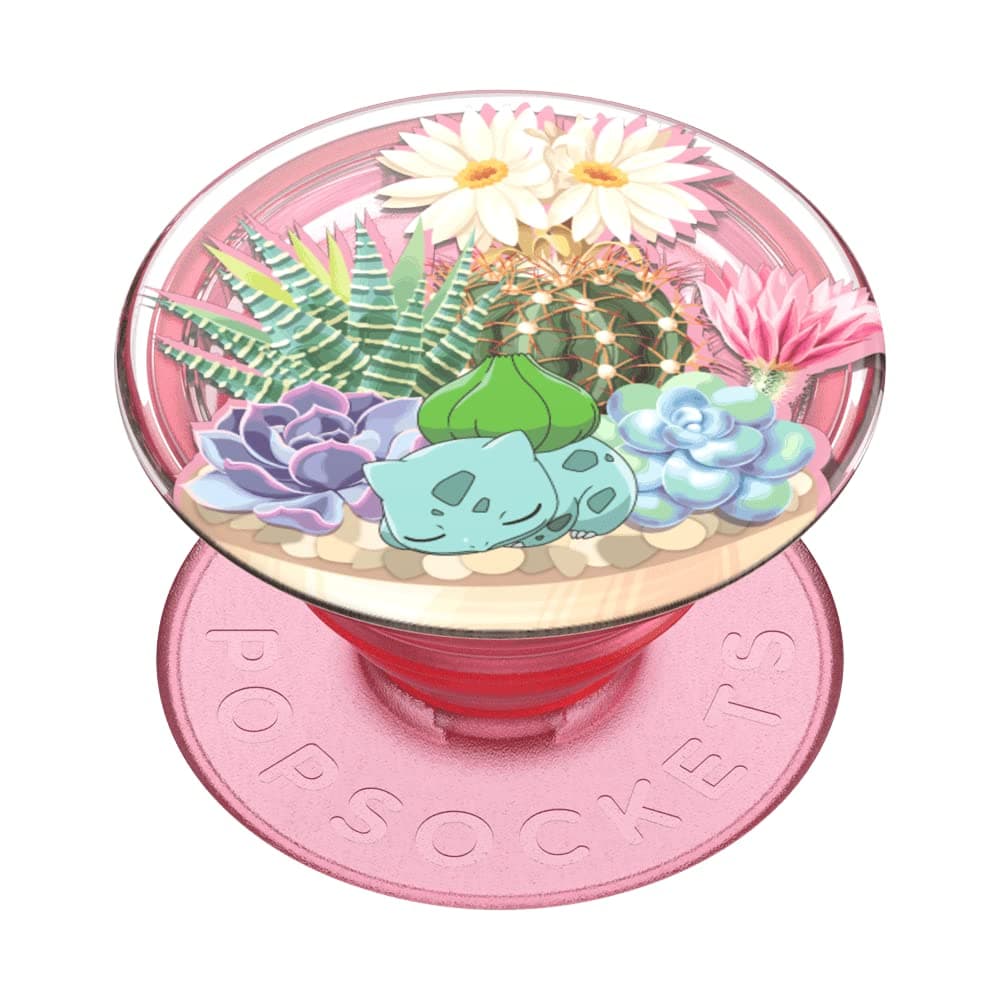 Translucent Phone Grip with Expanding Kickstand, Pop Socket for Phone - Bulbasaur Terrarium