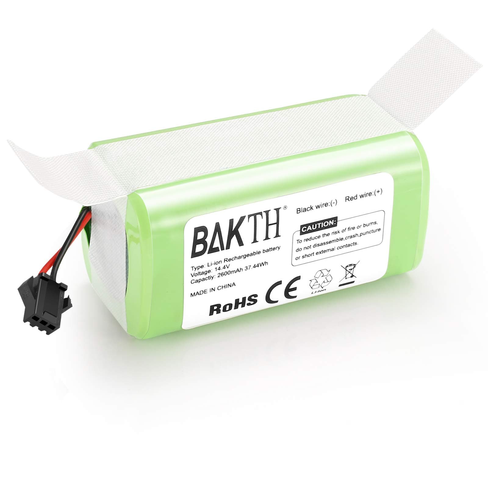 BAKTH 14.4V 2600mAh Replacement Battery Compatible with Ecovacs Deebot N79 N79S DN622 & Eufy RoboVac 11, 11S, 11S Plus, 11S MAX, 12, 15C MAX, 30, 30C, 35C, G10 Hybrid, G20 G30 G35 G40 Hybrid