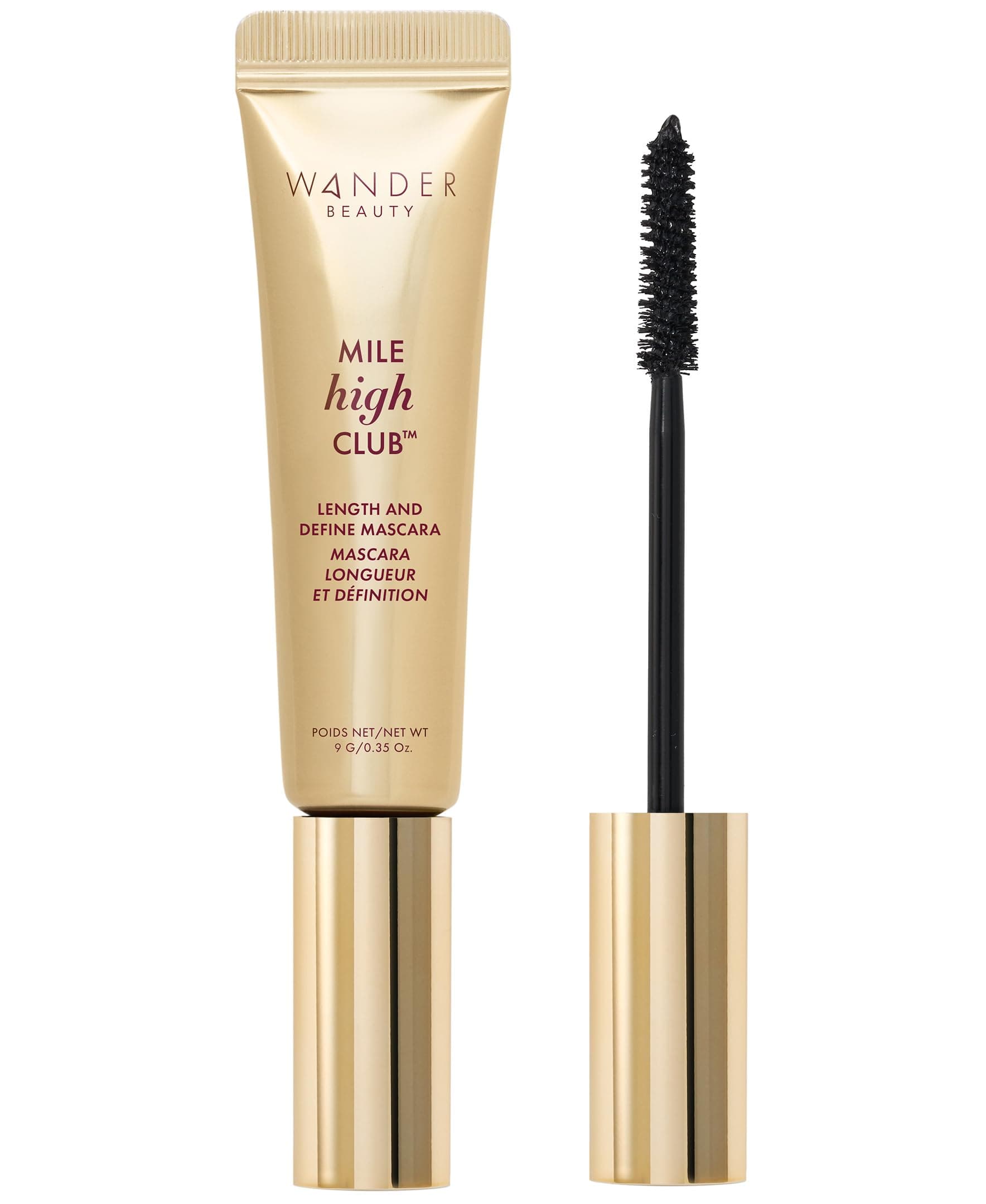 Mile High Club Length + Define Black Mascara - Smudge-Proof, Lash Lengthening Mascara for a Full, Fanned Out Effect - Castor Oil + Peach Leaf Conditions & Strengthens - 0.31 fl oz