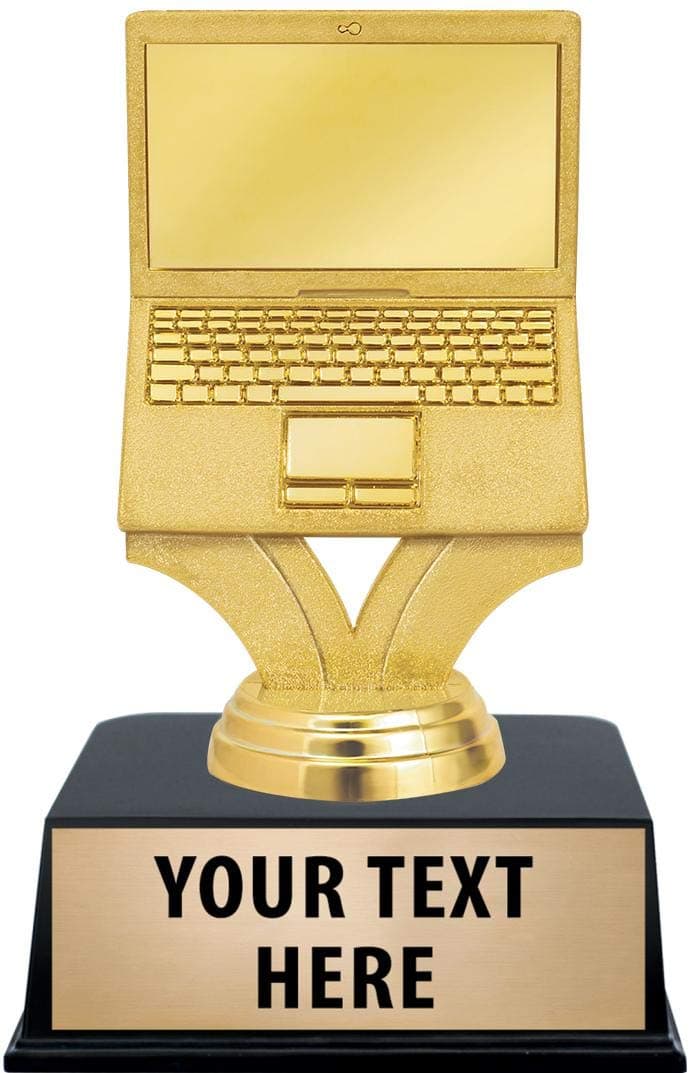 Crown Awards Computer Trophies with Custom Engraving, 6" Personalized Gold Computer Computer Award Trophy On Black Base