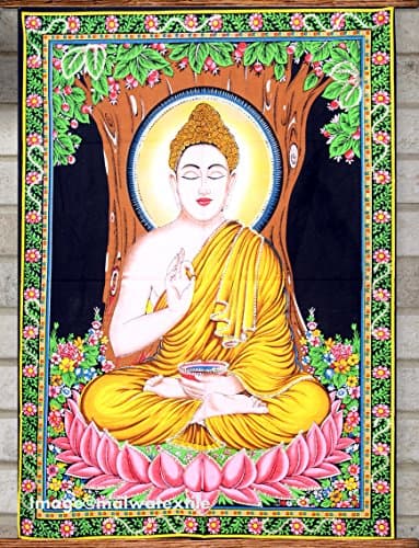 Indian Lord Buddha Wall Poster Yoga Mat Tapestry Wall Hanging Wall Decor Hippy Throw Drom Decor Coverlet Bohemian Decor By Malwa Textile