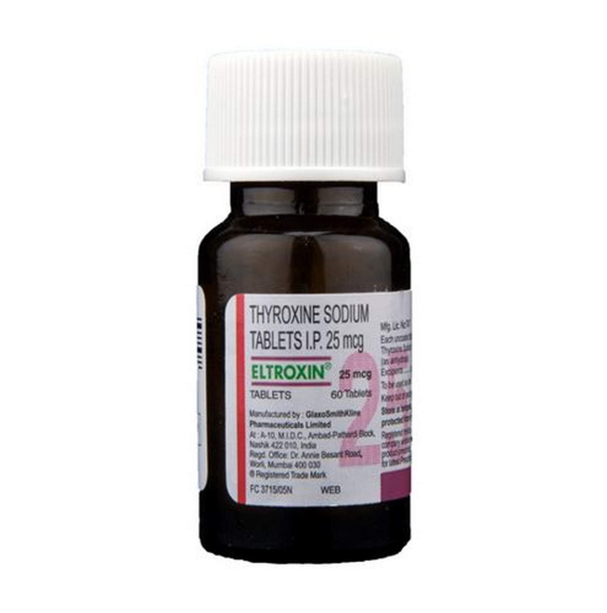 Eltroxin 25 mcg - Bottle of 60 Tablets