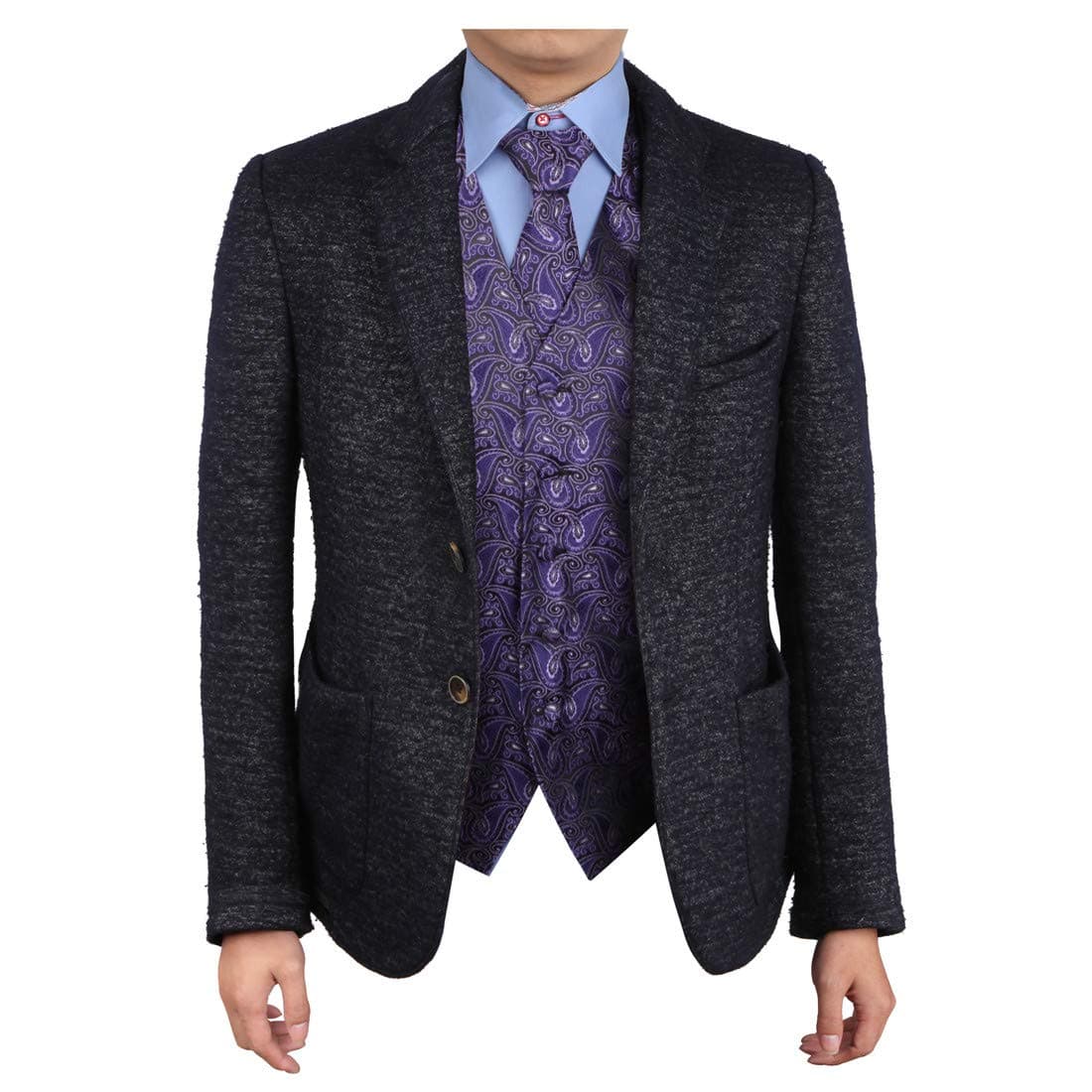 Epoint Men's Fashion Multi Style Paisley Vest Microfiber Mens Tuxedo Vest Neck Tie Set