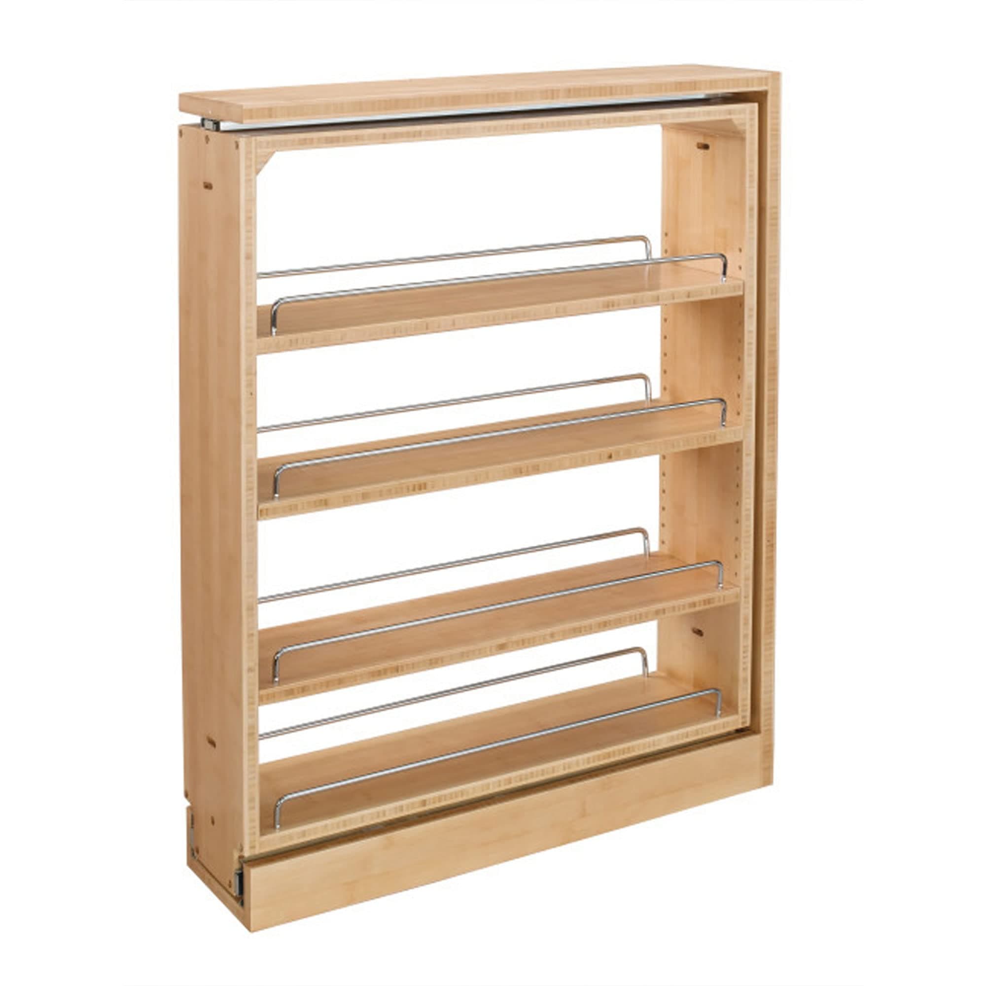 Rev-A-Shelf Pullout Shelf Organizer for Base Kitchen or Bathroom Cabinets, Wood Filler Pantry Storage or Spice Rack, Maple, 6" x 23" x 30", 432-BF-6C