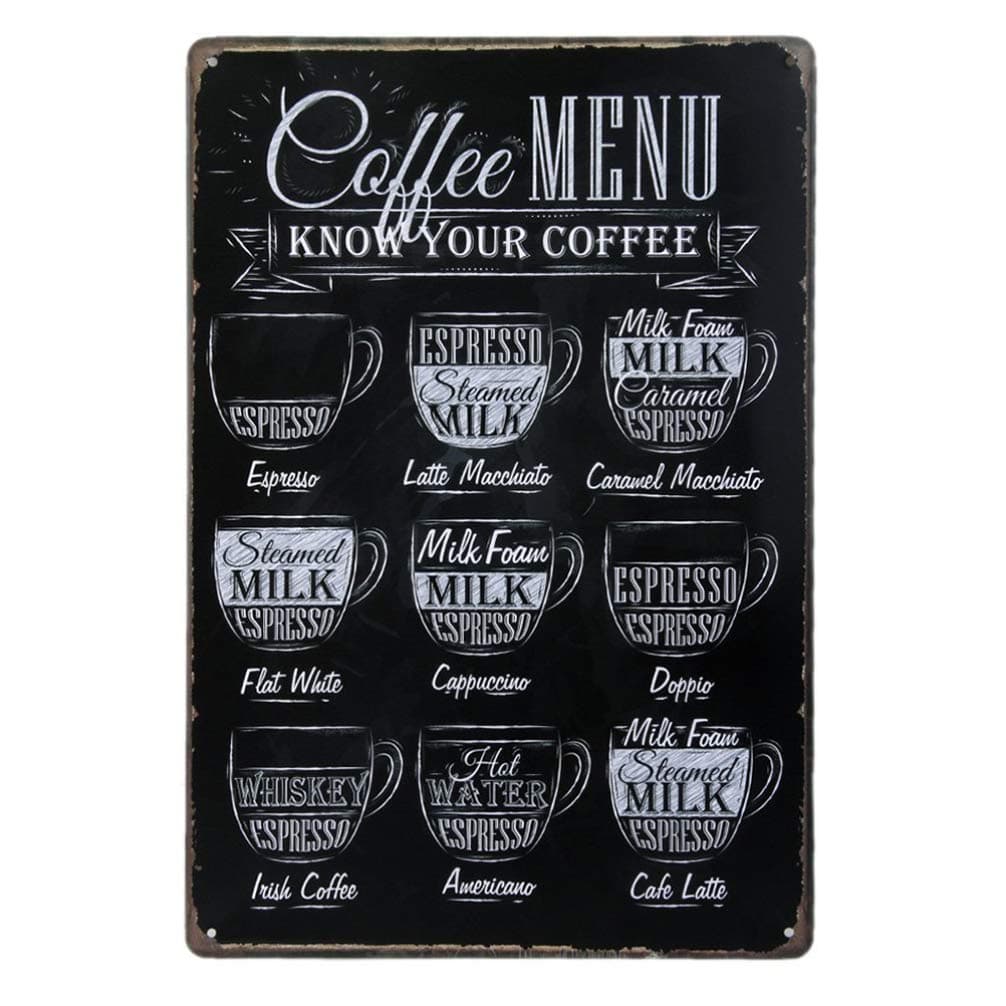 Vosarea Retro Coffee Menu Poster Portable Coffee Tin Sign Metal Sign Poster for Decoration Party Home