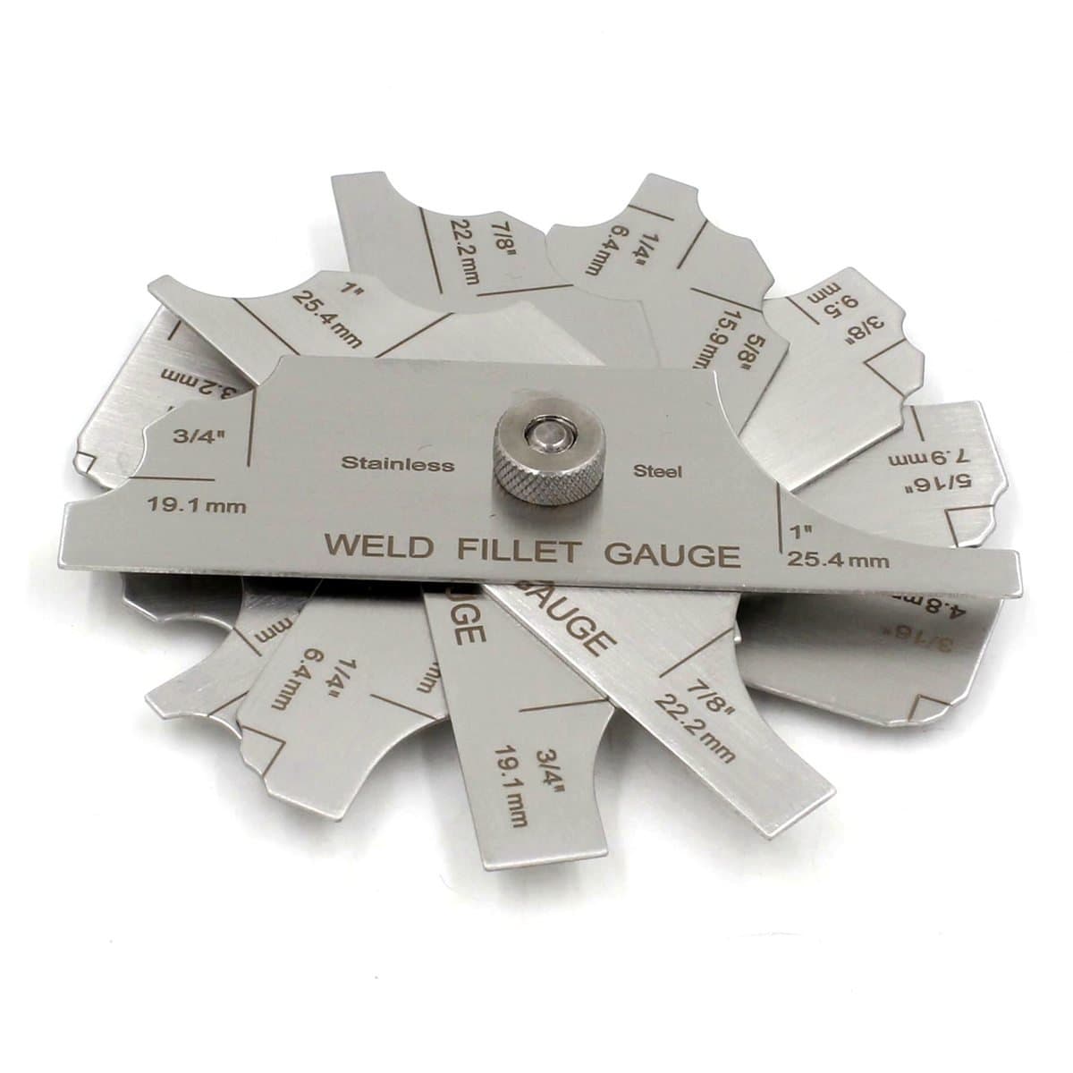 Welding Fillet Gauge 7pieces Weld Concave/Convex Gage Leg Length/Throat Size Measure Tools inch/mm MG-11